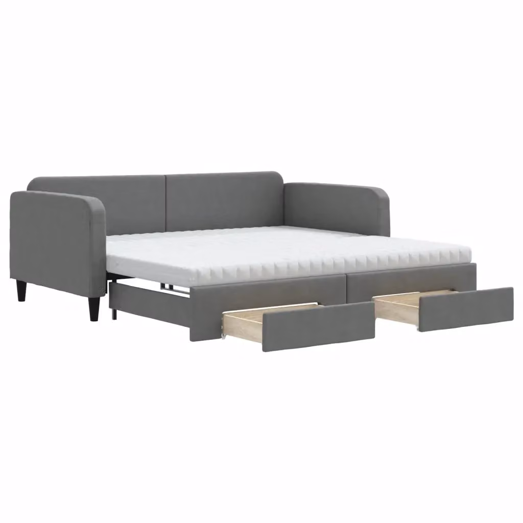 Divano Letto Estraibile con Cassetti vidaXL in Tessuto Grigio L: 223 cm, P: 110 cm, H: 75 cm – 2