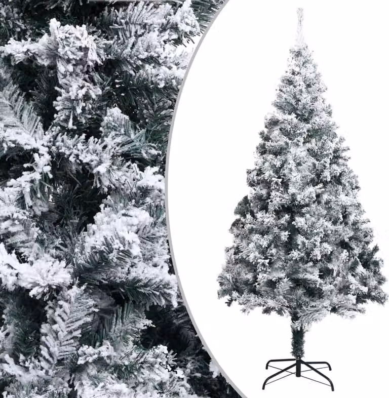The Living Store Albero di Natale Artificiale con Neve Verde 240 cm PVC