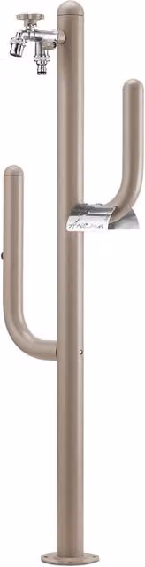 Fontana a Colonna Rubinetto Doppio in Ottone e Porta Tubo Arizona Belfer 42/ARZ Tortora