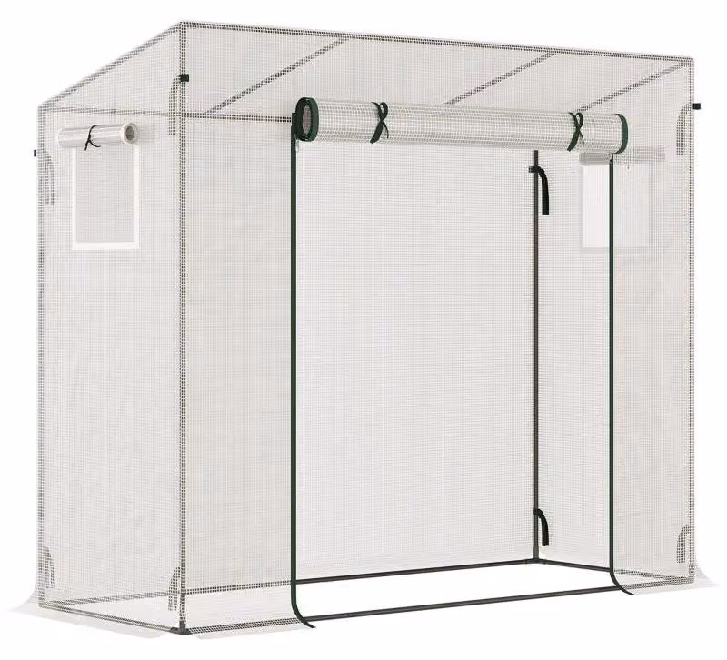 Serra accessibile - Serra in plastica con porta a rullo | Colore: Bianco | Dimensioni: 76x200x150/168 cm