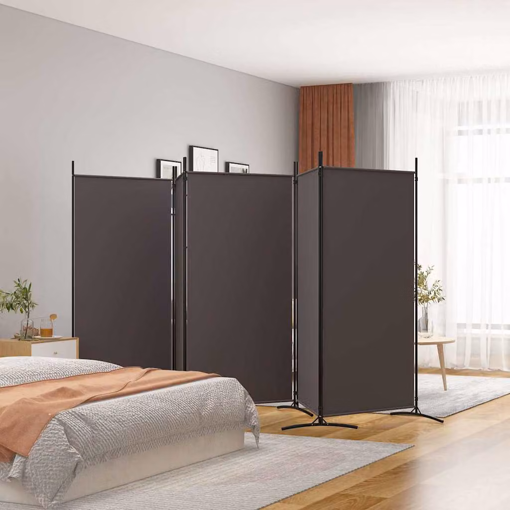 Divisorio a 5 Pannelli vidaXL Marrone in Tessuto L: 433 cm, H: 180 cm