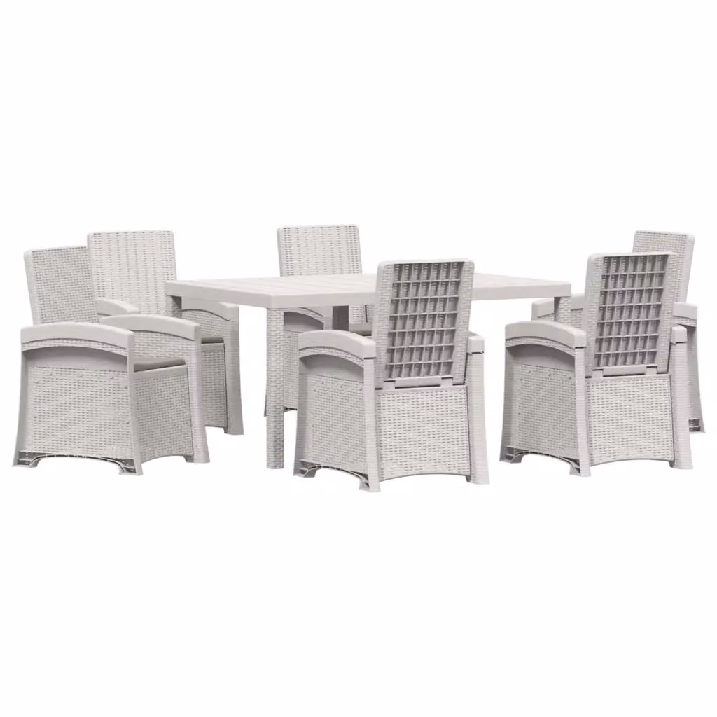 Set da pranzo da giardino moderno vidaXL in rattan sintetico con 7 pezzi bianco e grigio – 2
