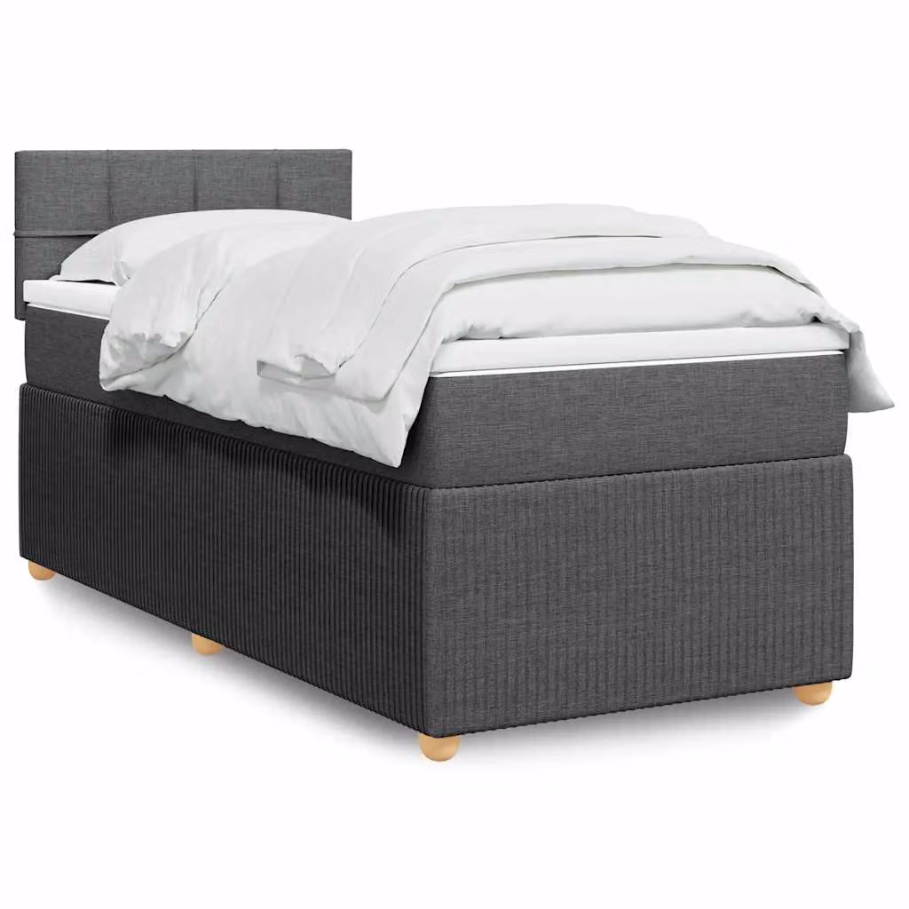 vidaXL Giroletto a Molle Ibrido con Materasso in Tessuto Grigio e Bianco L/P/H: 100 x 200 cm
