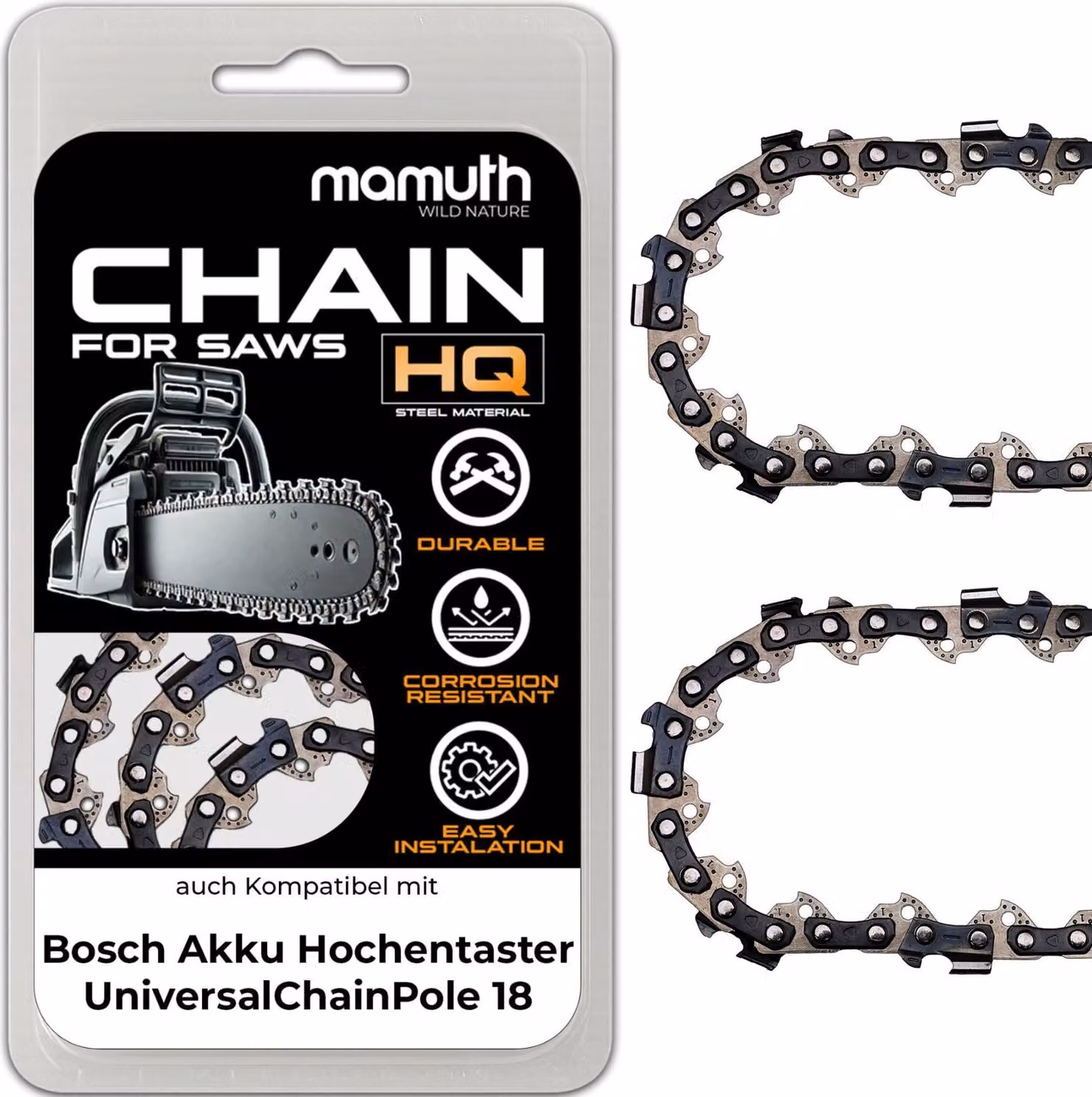 2x catena per sega 20cm 1,1mm 3/8" 33TG per potatore ad asta Bosch UniversalChainPole 18