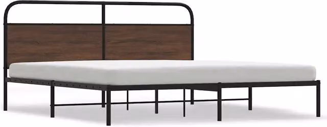 Letto matrimoniale in metallo e MDF color rovere marrone L 180 cm x P 200 cm