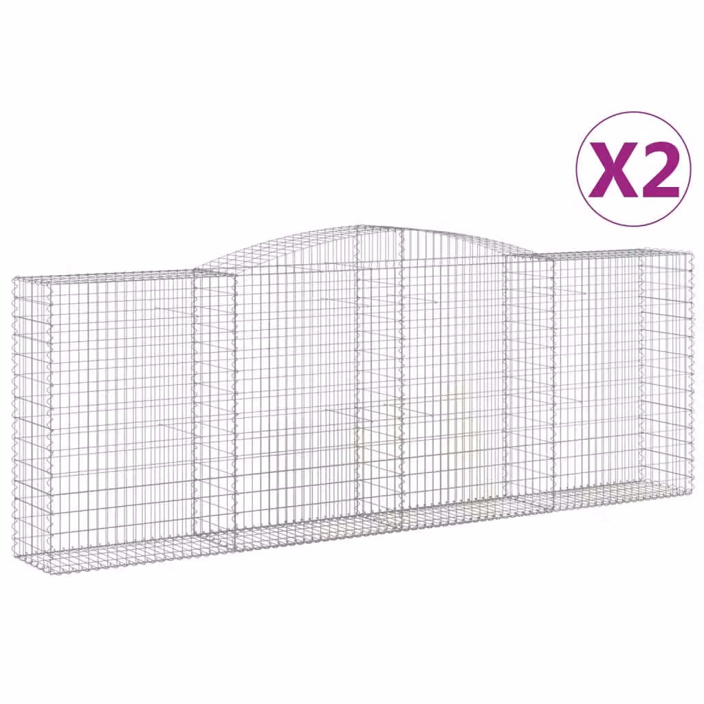 Cesti Gabbioni ad Arco 2 pz 400x50x140/160 cm Ferro Zincato