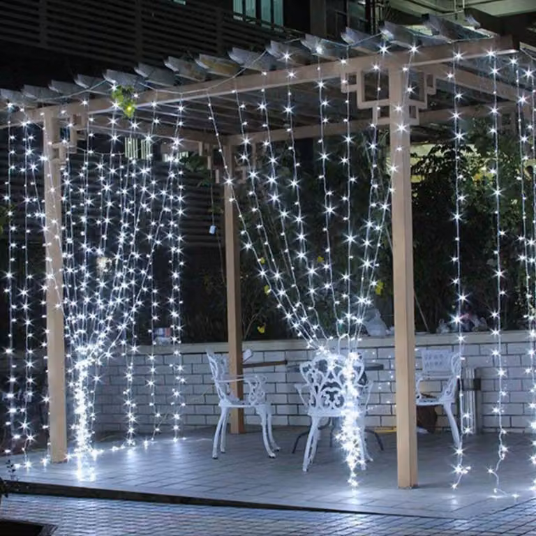 Jopassy LED luci di fata luci di tenda decorazione luci di tenda con 1000 LED 8 modalità di luce USB luci di fata per Natale-IP44 bianco freddo