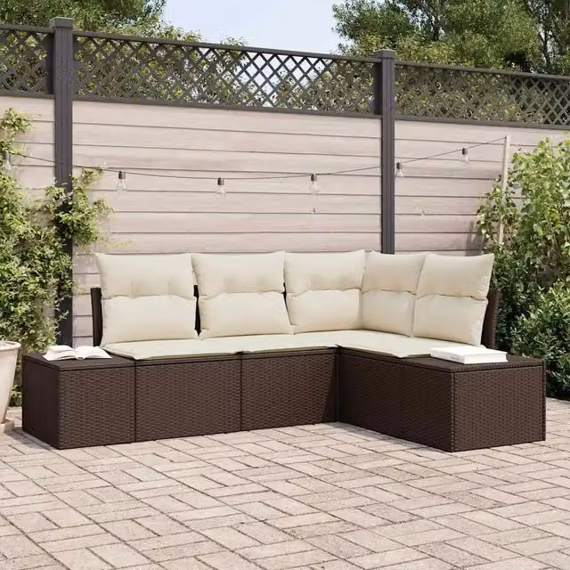 Set Divano da Giardino 4 pz Marrone polyrattan 3347038