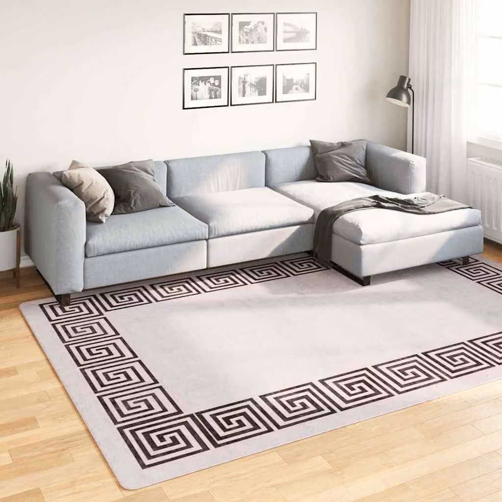 vidaXL Tappeto Lavabile Moderno in Poliestere Beige e Grigio L: 300 cm, P: 190 cm