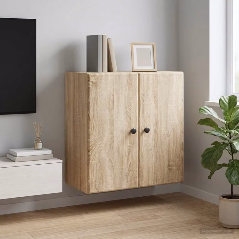 Mobiletto a muro moderno vidaXL in legno marrone con ante a battente e ripiani interni L/P/H: 59 x 31 x 60 cm