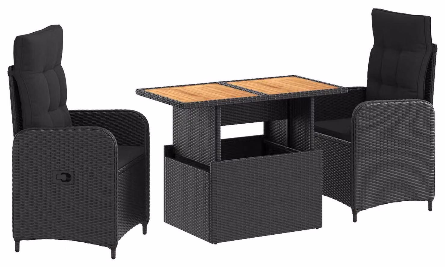 Set da pranzo per esterni 3 pcs Nero