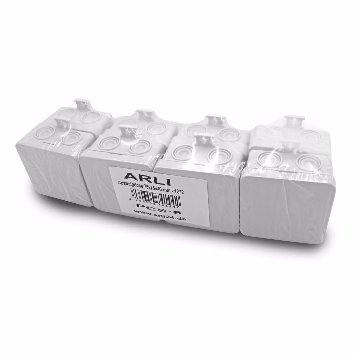 Scatola di derivazione ARLI 8 vie 75x75x40 mm IP55, da incasso a vista, per ambienti umidi, grigia