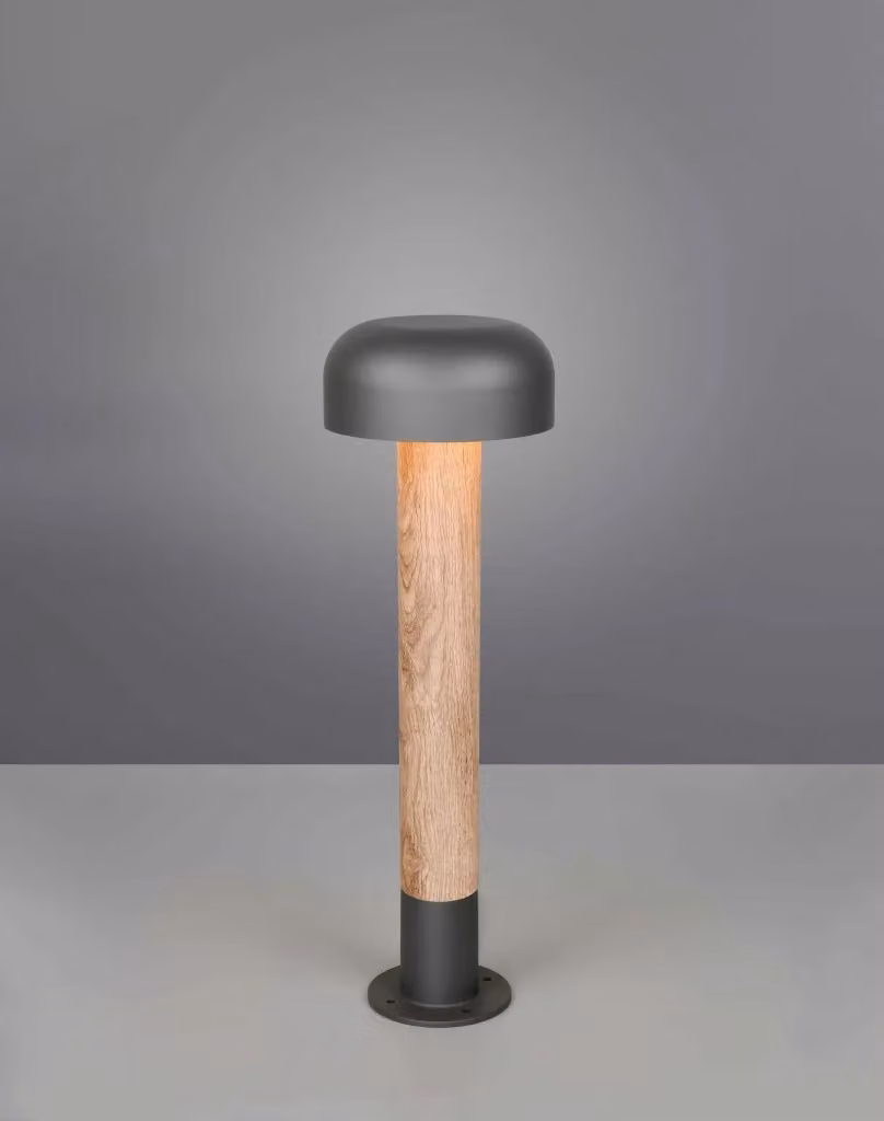 Palo da esterno Trio Lighting Fraser in alluminio e legno, colore antracite e marrone, H 54 cm – 2
