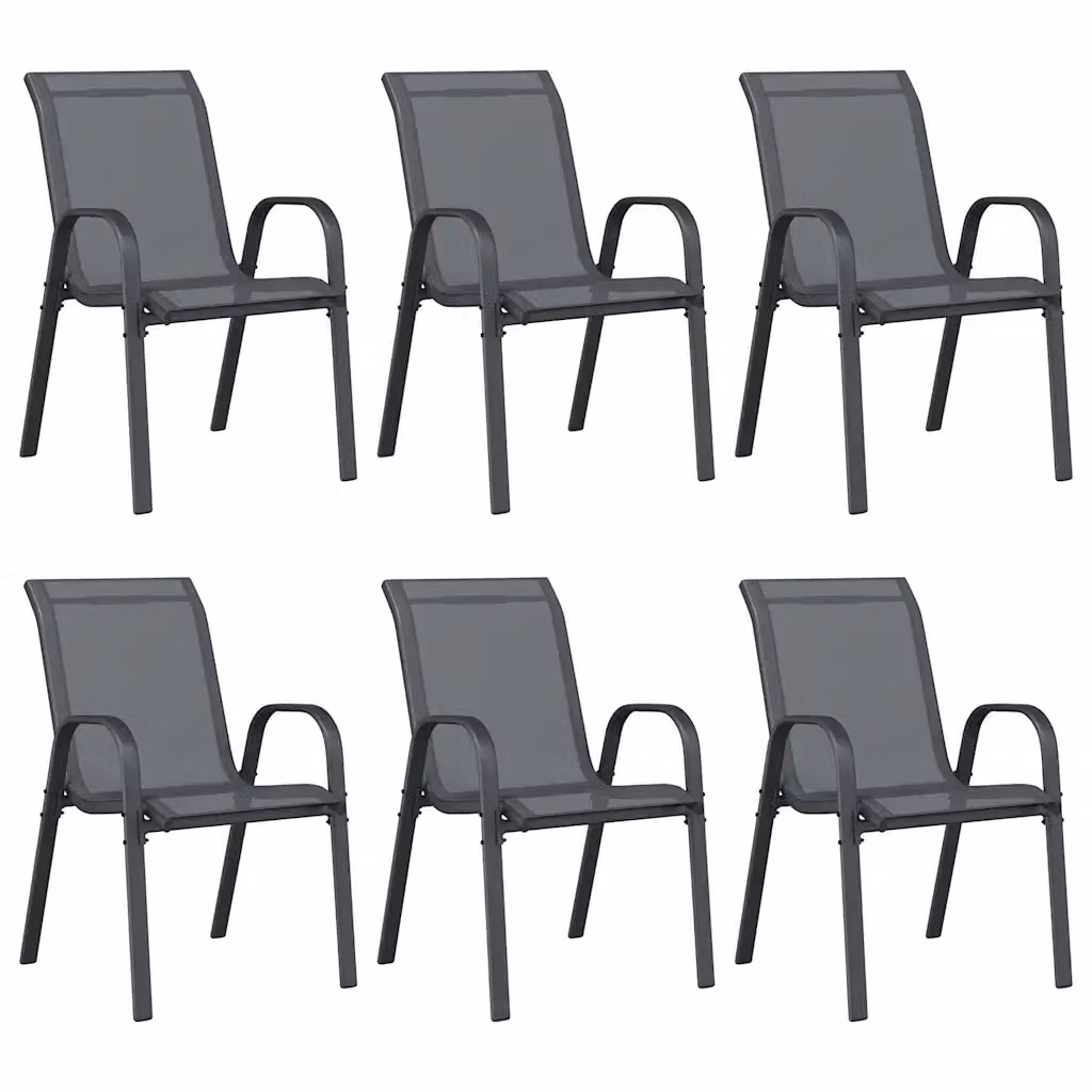 Set di 6 sedie da giardino impilabili vidaXL in tessuto textilene e acciaio verniciato grigio opaco – 2
