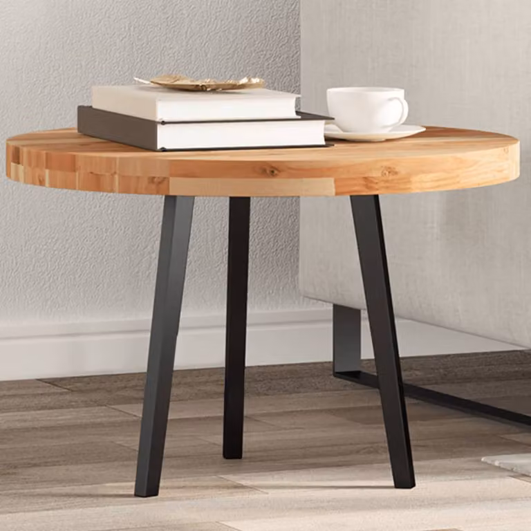 vidaXL Tavolo Rotondo in Legno Massello di Acacia Marrone, Diametro: 60 cm, Altezza: 4 cm