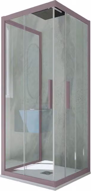 Box doccia Kolors Trio FORTE con 3 lati scorrevoli, Vetro Trasparente e Profilo Lavanda, L 120 cm x P 90 cm x H 200 cm