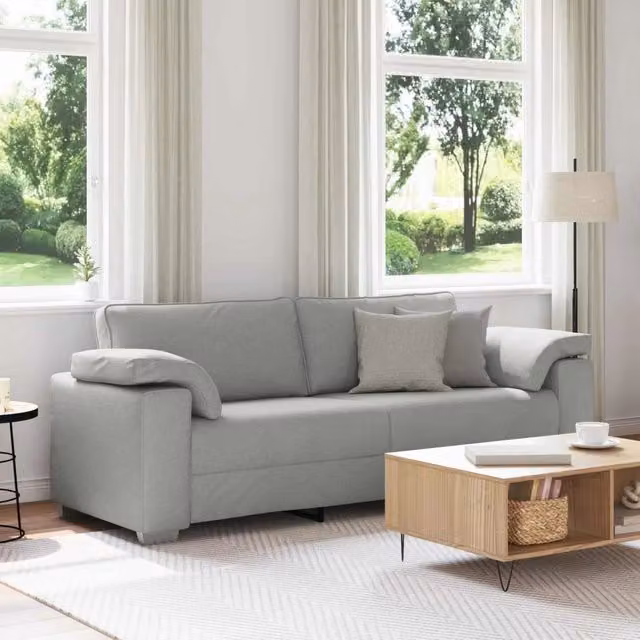 Divano moderno da 3 posti vidaXL in tessuto grigio con cuscini inclusi – 1