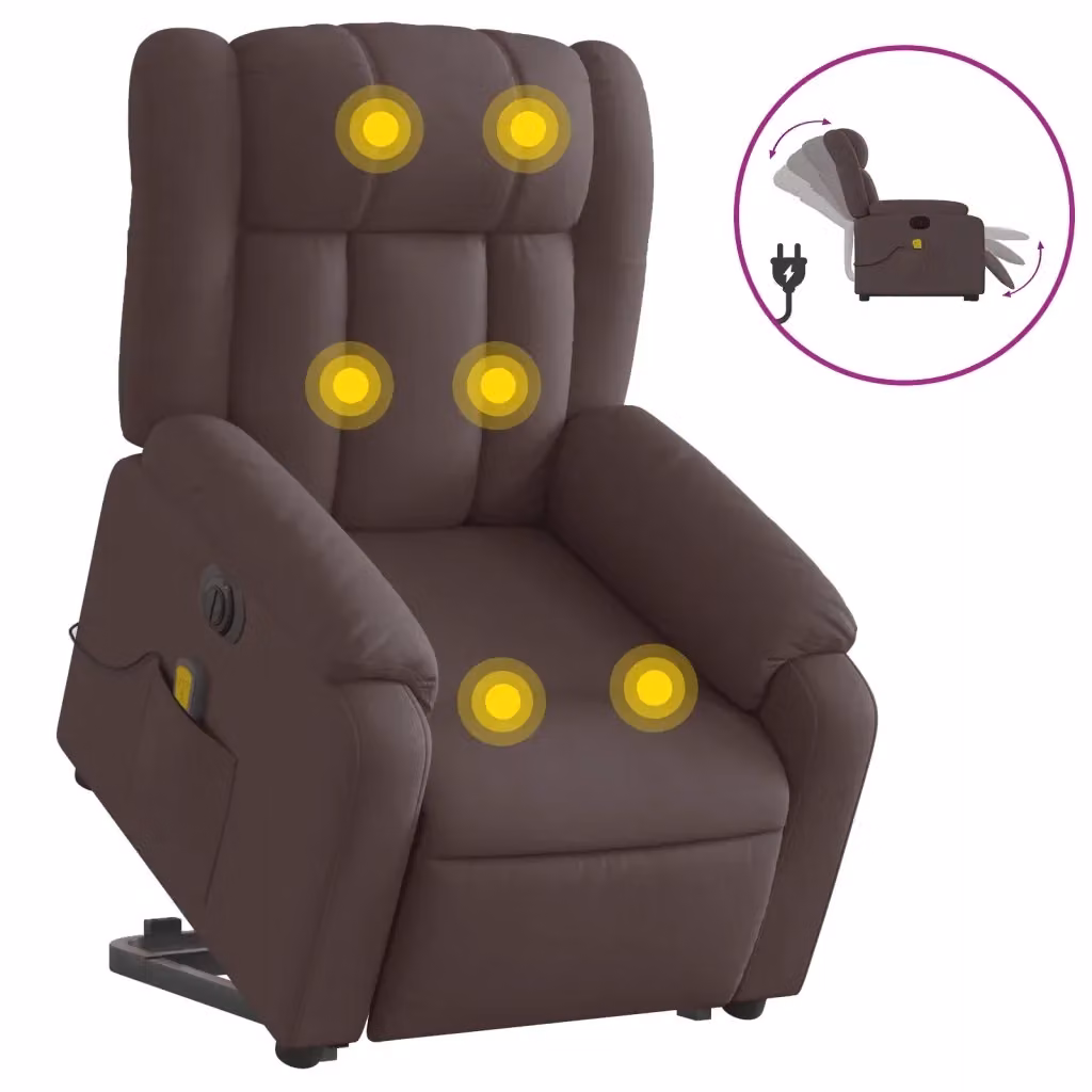 Poltrona Alzapersona con Assistenza Elettrica vidaXL in Tessuto Marrone per Senior – 2