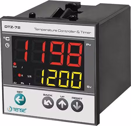 Controllore di temperatura PID a microprocessore con timer per montaggio a pannello 1750°C 72 mm x 72 mm