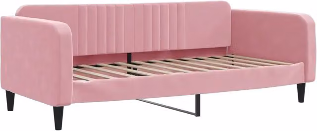 Letto singolo moderno in velluto rosa per adulti L/P/H: 200 x 90 x 75 cm