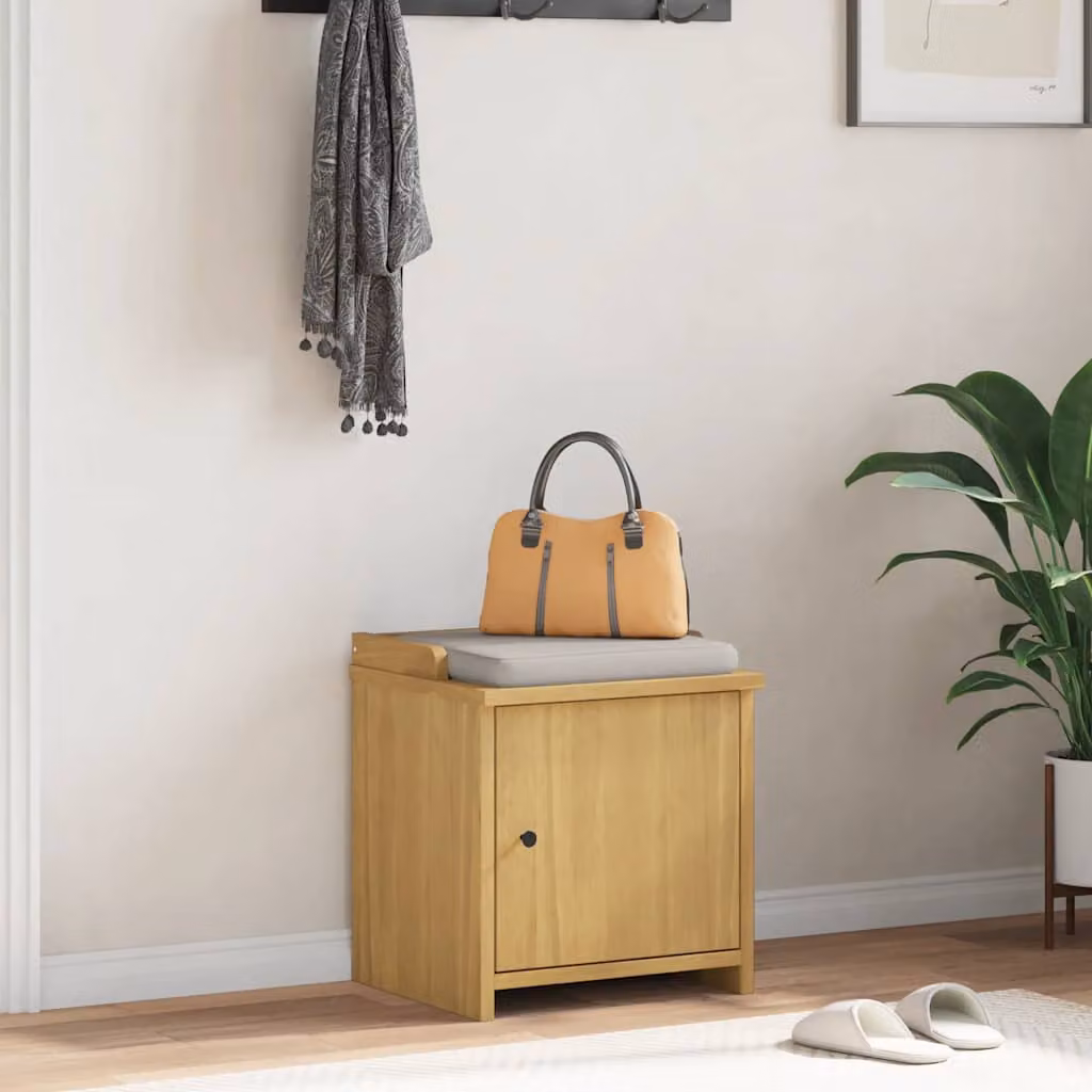vidaXL Panca da corridoio SANDNES in legno di pino rustico, marrone e beige, L/P/H: 45 x 40 x 50 cm