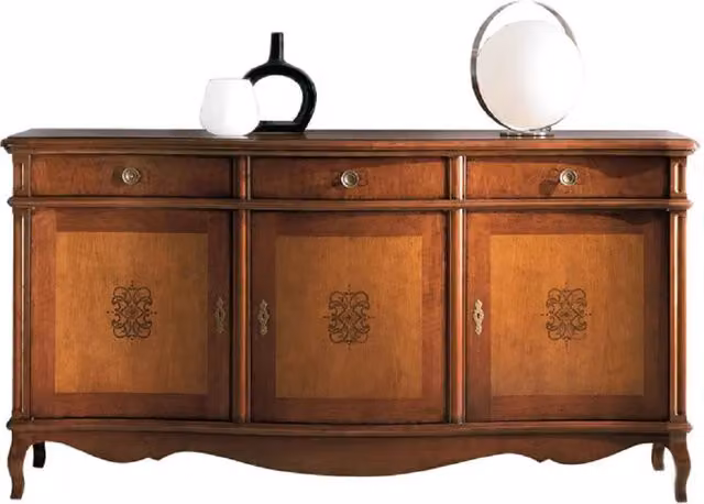 Madia credenza in legno massello con 3 porte pantografate Mobili 2G colore marrone L: 198 cm, P: 56 cm, H: 102 cm – 4