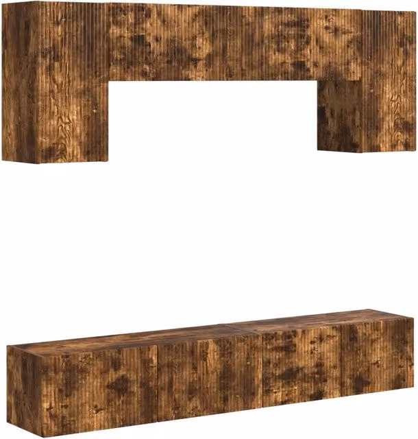 Set mobile TV 4 pz | Armadietto TV | Mobile Porta TV Rovere fum¨¦ Legno multistrato