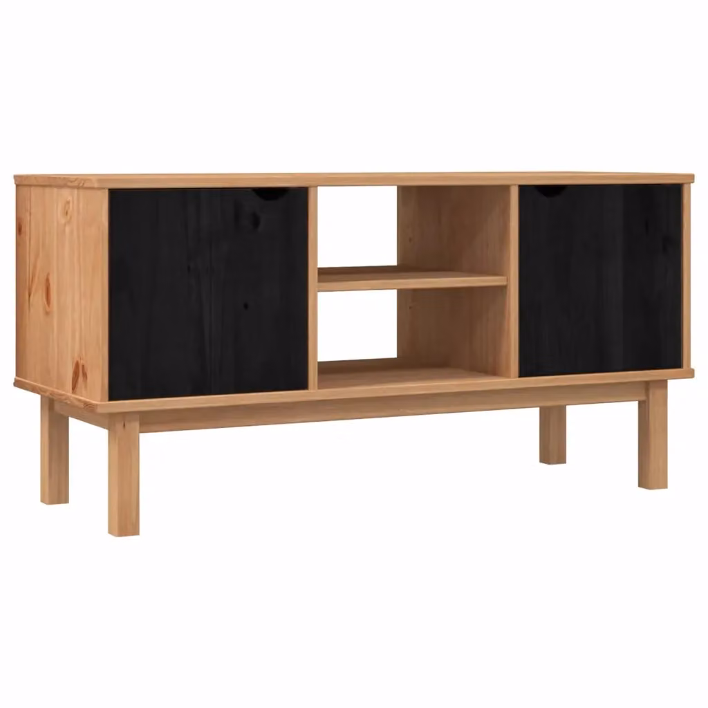 Mobile TV OTTA in legno massello di pino nero, stile scandinavo, L: 113,5 cm, P: 43 cm, H: 57 cm – 2