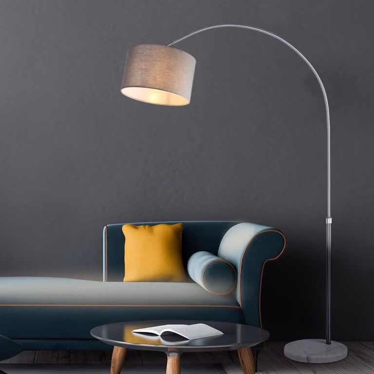 Lampada da terra ad arco, altezza regolabile 150-175 cm, base in marmo