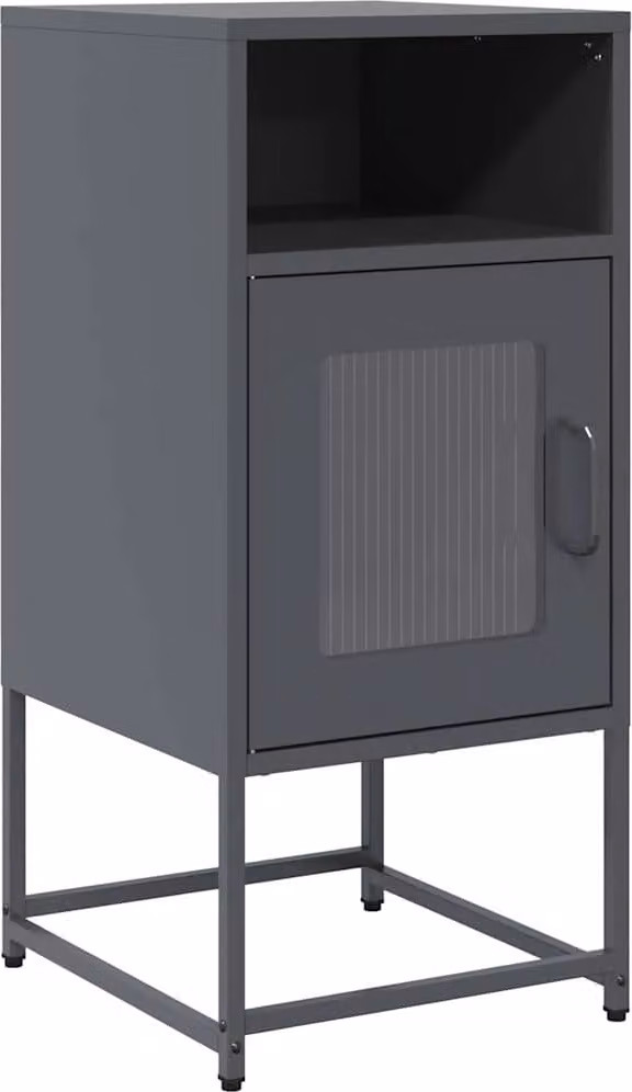 Comodino Antracite 36x39x78 cm in Acciaio Laminato a Freddo