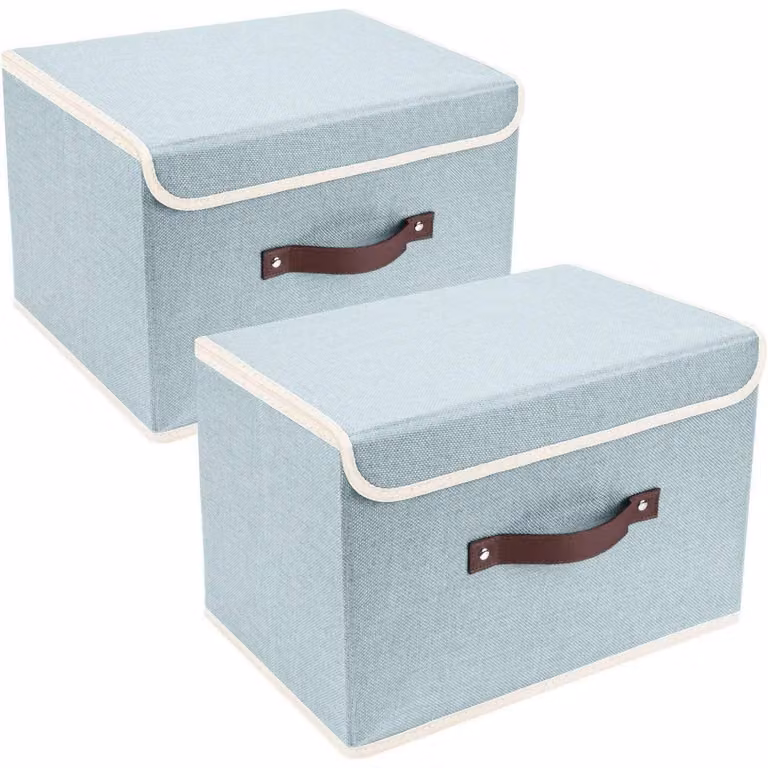 Contenitore pieghevole con coperchio, in tessuto, lavabile, dimensioni 38x25x25 cm, confezione da 2, marca Aqua Spring