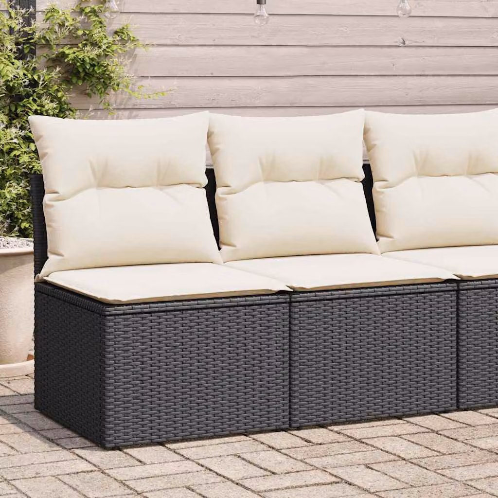 Maison Exclusive - Set Divani da Giardino con Cuscini 2 pz Nero Polyrattan Acacia