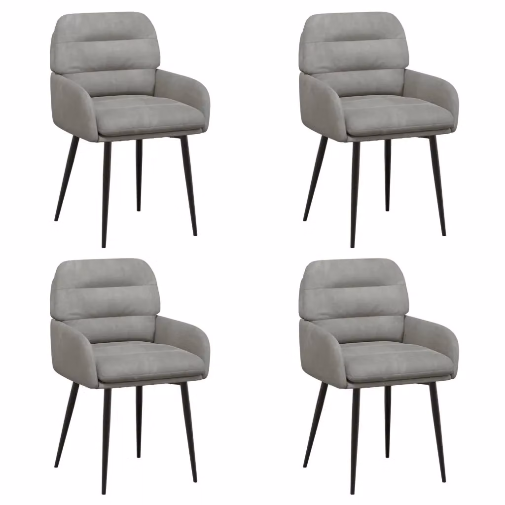 Set di 4 sedie da pranzo moderne vidaXL in velluto grigio con struttura in metallo e plastica, L/P/H: 59 x 59,5 x 90 cm – 2