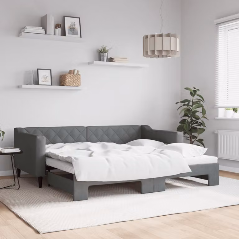 vidaXL Divano Letto con Letto Estraibile Grigio Scuro in Tessuto