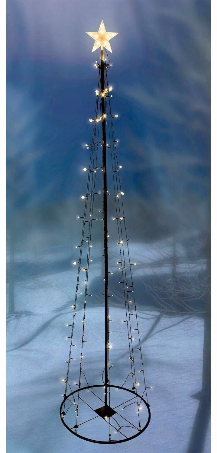 Albero di Natale in metallo con LED XXL e stella, luce bianco caldo, 154 LED, 240 cm