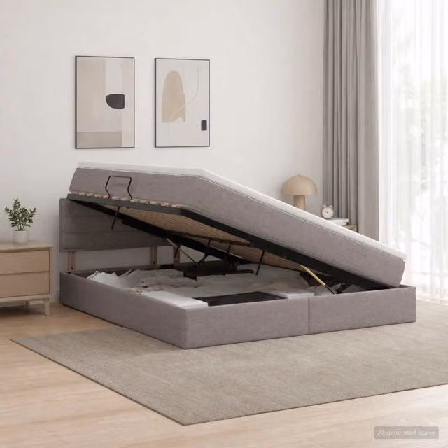 Letto con contenitore e materasso Tortora 180 x 200 cm Velluto 3458577
