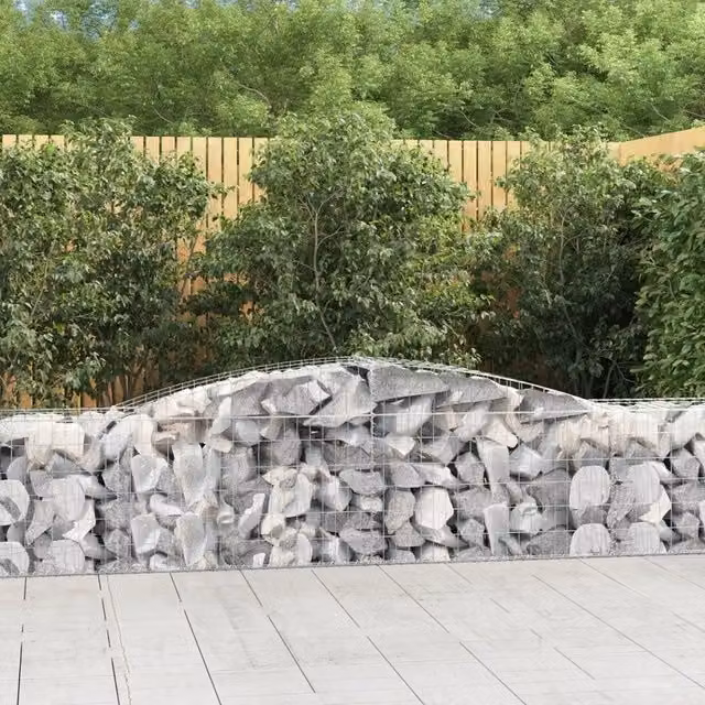 Set di 7 Cesti Gabbioni ad Arco Videx in Acciaio Zincato Grigio L: 400 cm, P: 50 cm, H: 60/80 cm