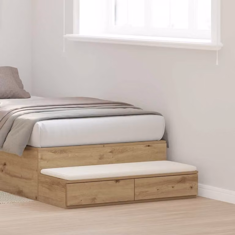 Cassetti per letto vidaXL in rovere artigianale, marrone e beige, L 100 x P 36,5 x H 16,5 cm