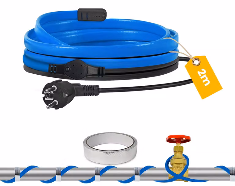 Cavo riscaldante protetto, con termostato, 25 W/m, grado di protezione IP65 (resistente all'acqua)
