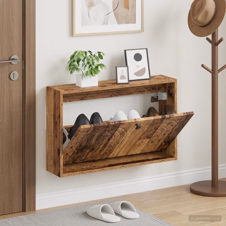 Mobiletto per scarpe da muro vidaXL ALKMAAR moderno con scomparti basculanti L: 71 cm, P: 43 cm, H: 17 cm