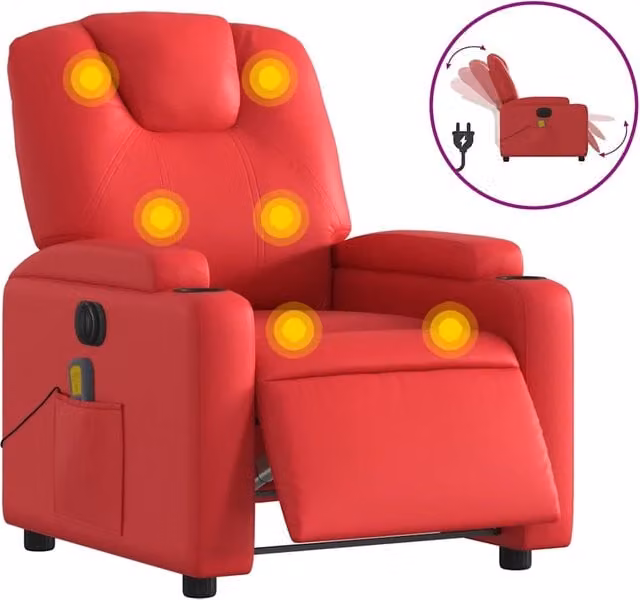 Poltrona | Sedia Relax Massaggio Elettrica Reclinabile Rosso Similpelle