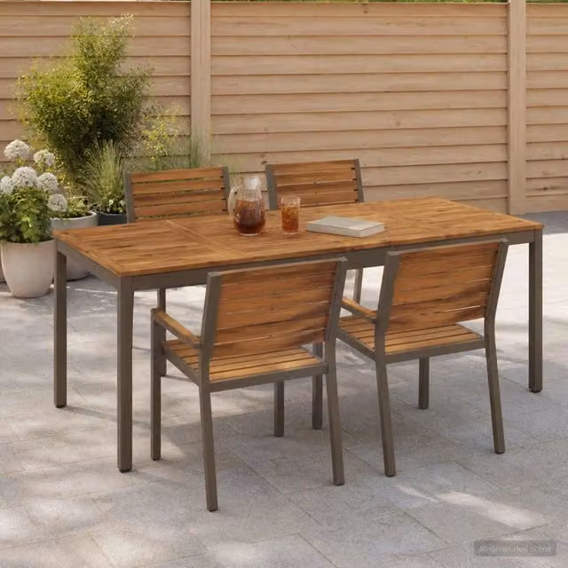 Tavolo da giardino rettangolare vidaXL in legno di acacia color marrone L: 147 cm, P: 88,5 cm, H: 75 cm