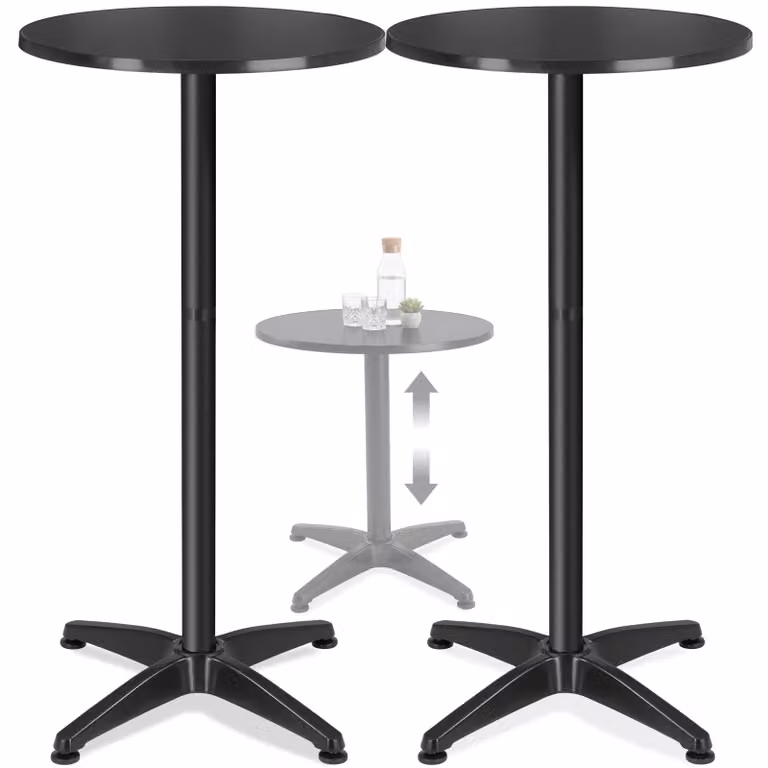 Tavolino da bistrot rotondo TecTake in metallo nero regolabile in altezza, Diametro: 60 cm