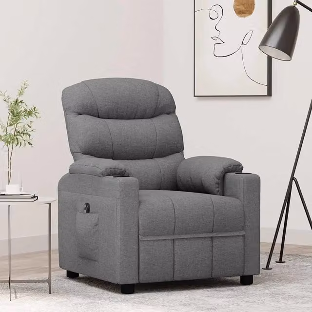 Poltrona Elettrica Reclinabile-Divano Sedia Grigio Chiaro in Tessuto 594600