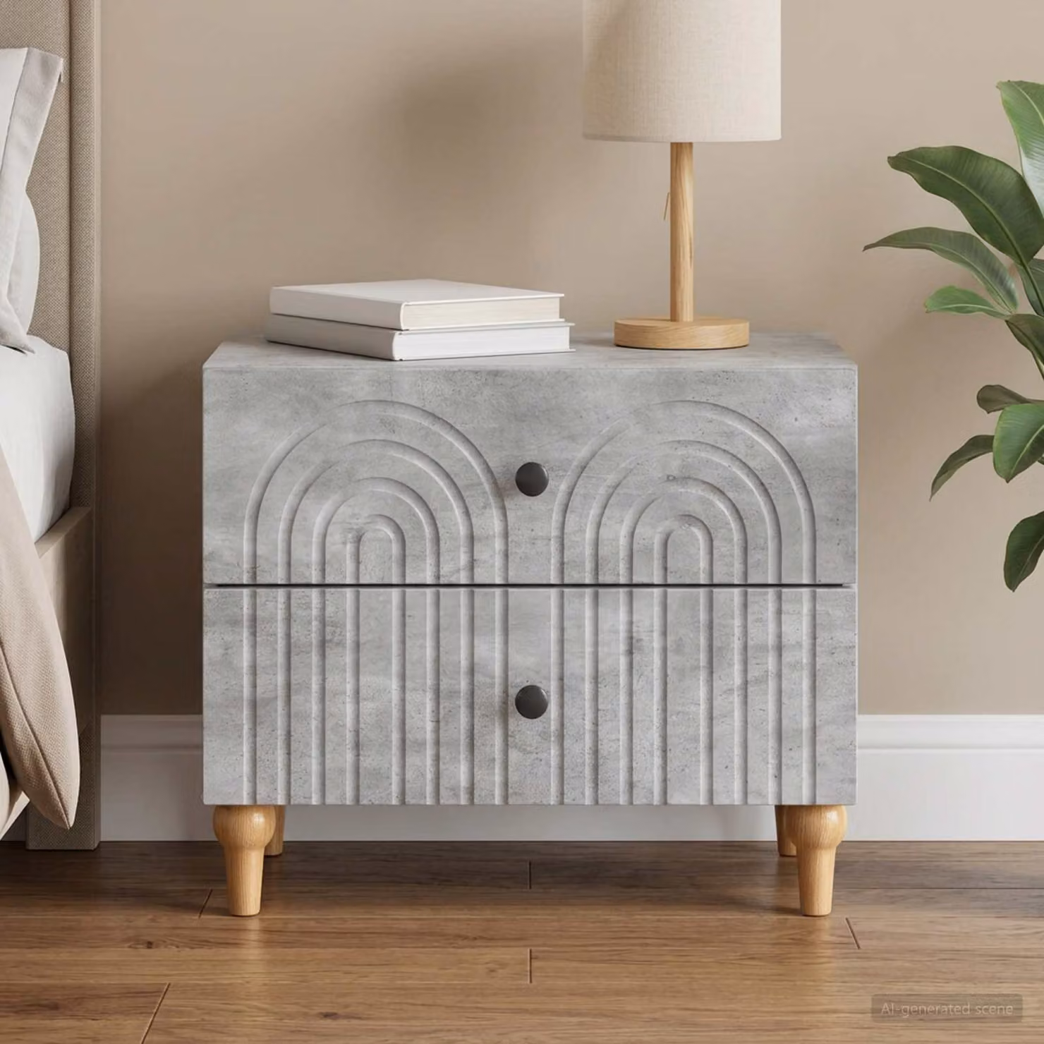 vidaXL Armadio da Notte Moderno con Cassetto Grigio Cemento L: 62 cm, P: 34,5 cm, H: 48 cm