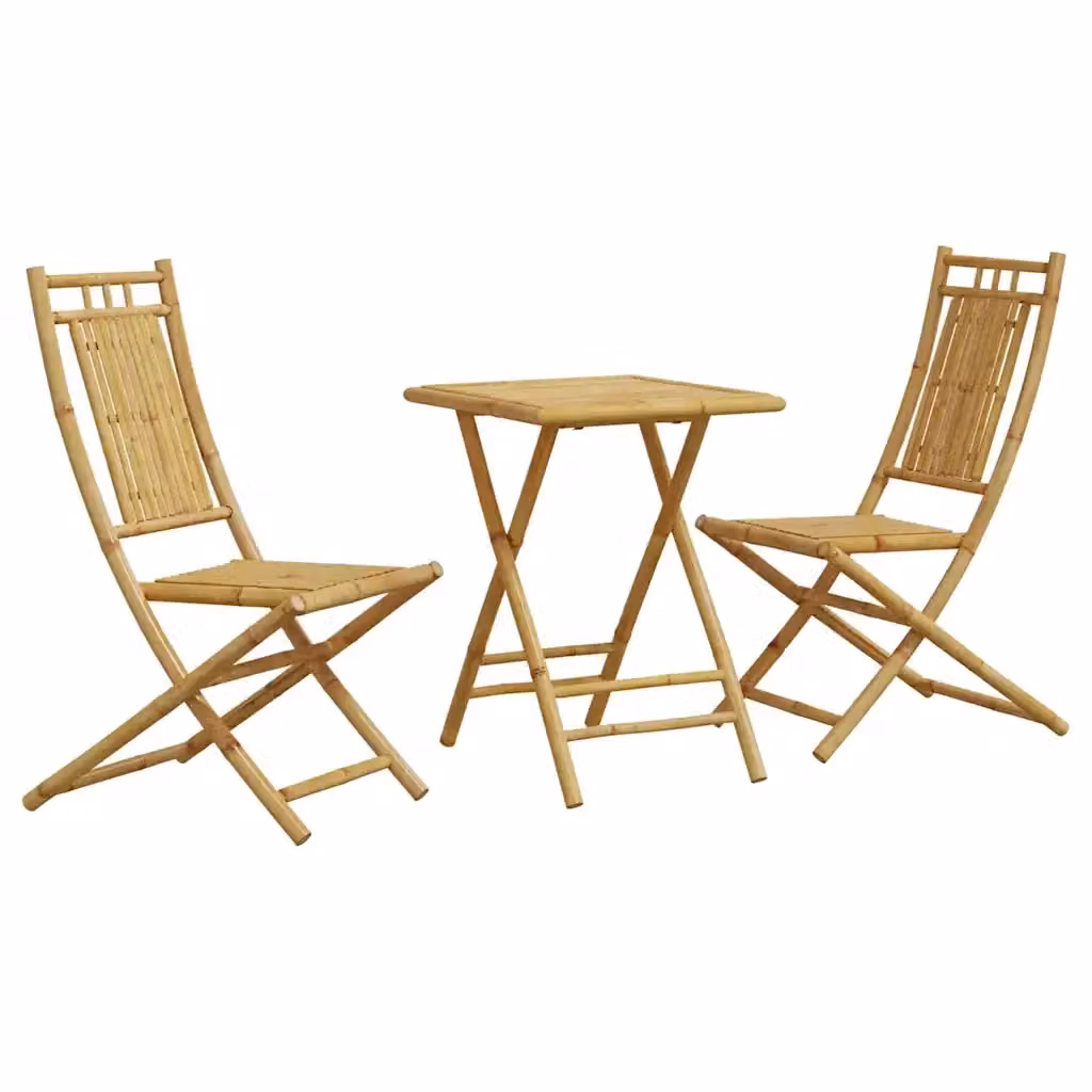 Set da Bistrò vidaXL in Bambù Beige da 3 Pezzi per Giardino e Terrazzo – 2