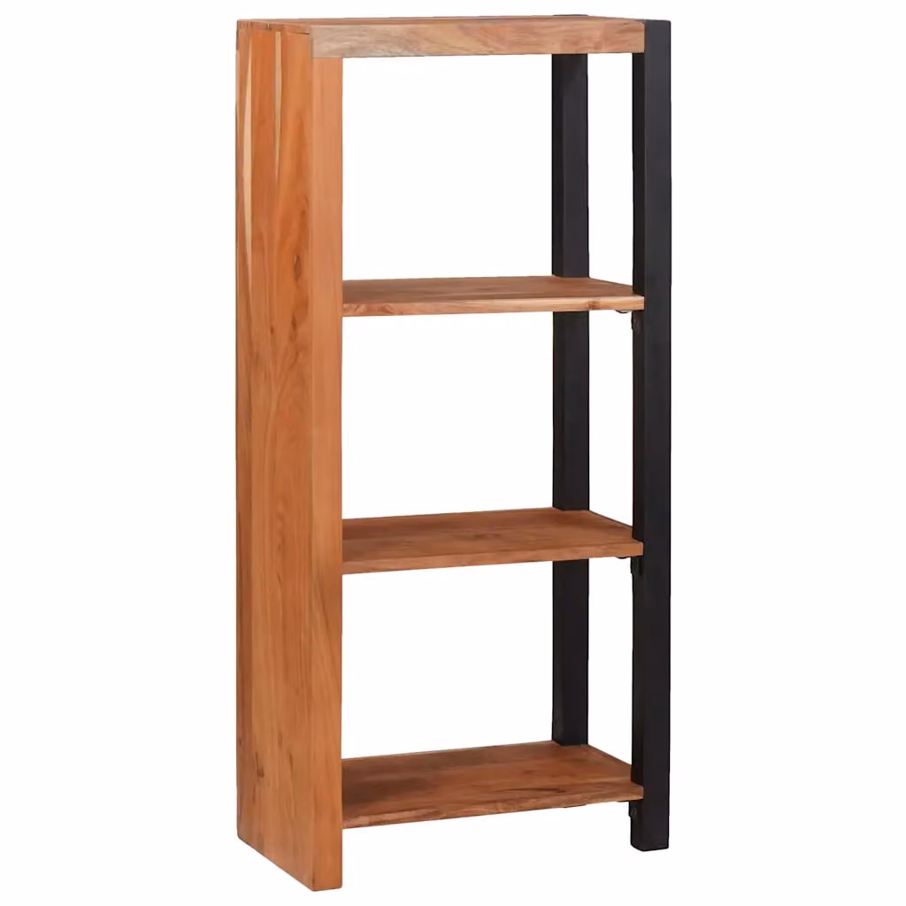 Libreria moderna vidaXL in legno di acacia e metallo, colore marrone e nero, L 50 cm x P 30 cm x H 110 cm