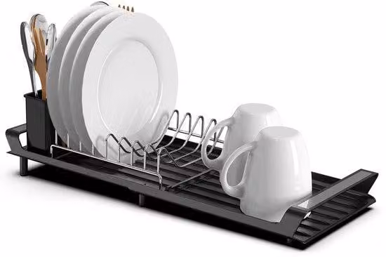 Scaffale scolapiatti in acciaio inossidabile nero, 28-47 cm, per piatti/tazze/utensili da cucina