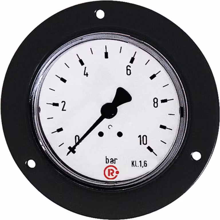 Riegler standard manuale, anello anteriore nero, G 1/4 posteriore, 0 - 1,6 bar, Ã˜ 50