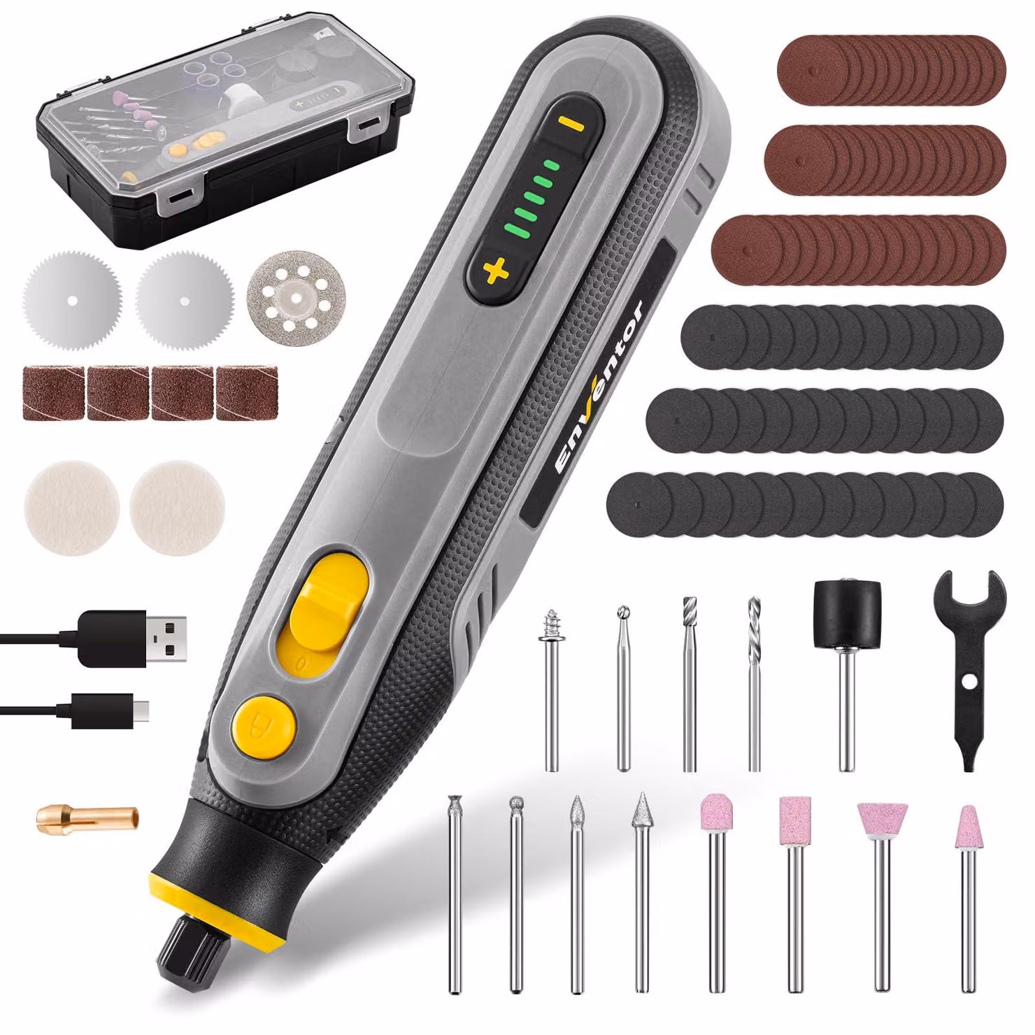 Trapano mini multifunzione - 4 Volt con 5 velocità - 105 accessori - Senza fili